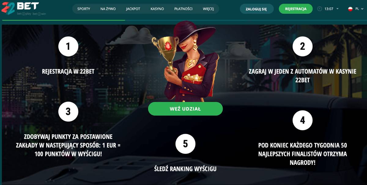 turnieje na automatach w 22bet