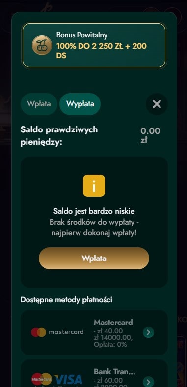 cashed metody wypłaty