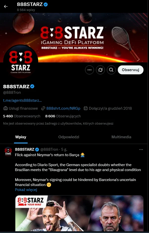 Media Społecznościowe Kasyna 888Starz