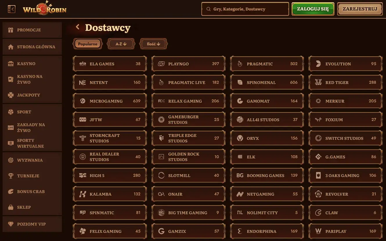 wildrobin casino softwares