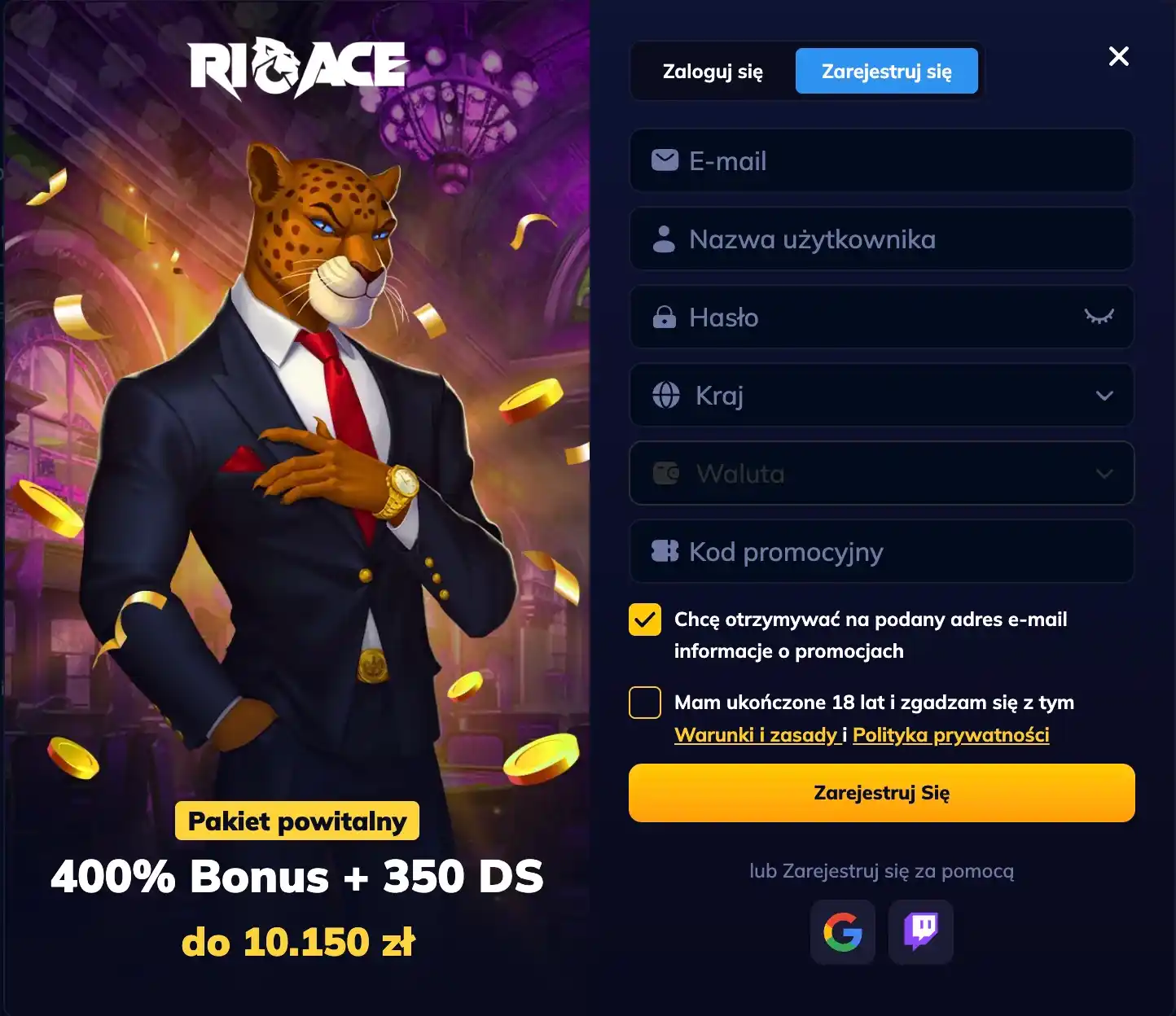 rioace zarejestruj sie
